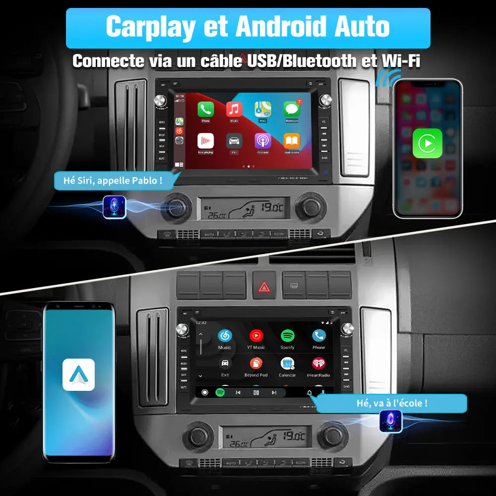 AWESAFE Android 13 Autoradio [2Go + 32Go] avec écran tactile 7 pouces pour VW Passat B5, Golf, Polo MK4, T5, Ibiza 6L, etc. Compatible Volkswagen avec Bluetooth, Wi-Fi, GPS, CarPlay et Android Auto AWESAFE SHOP