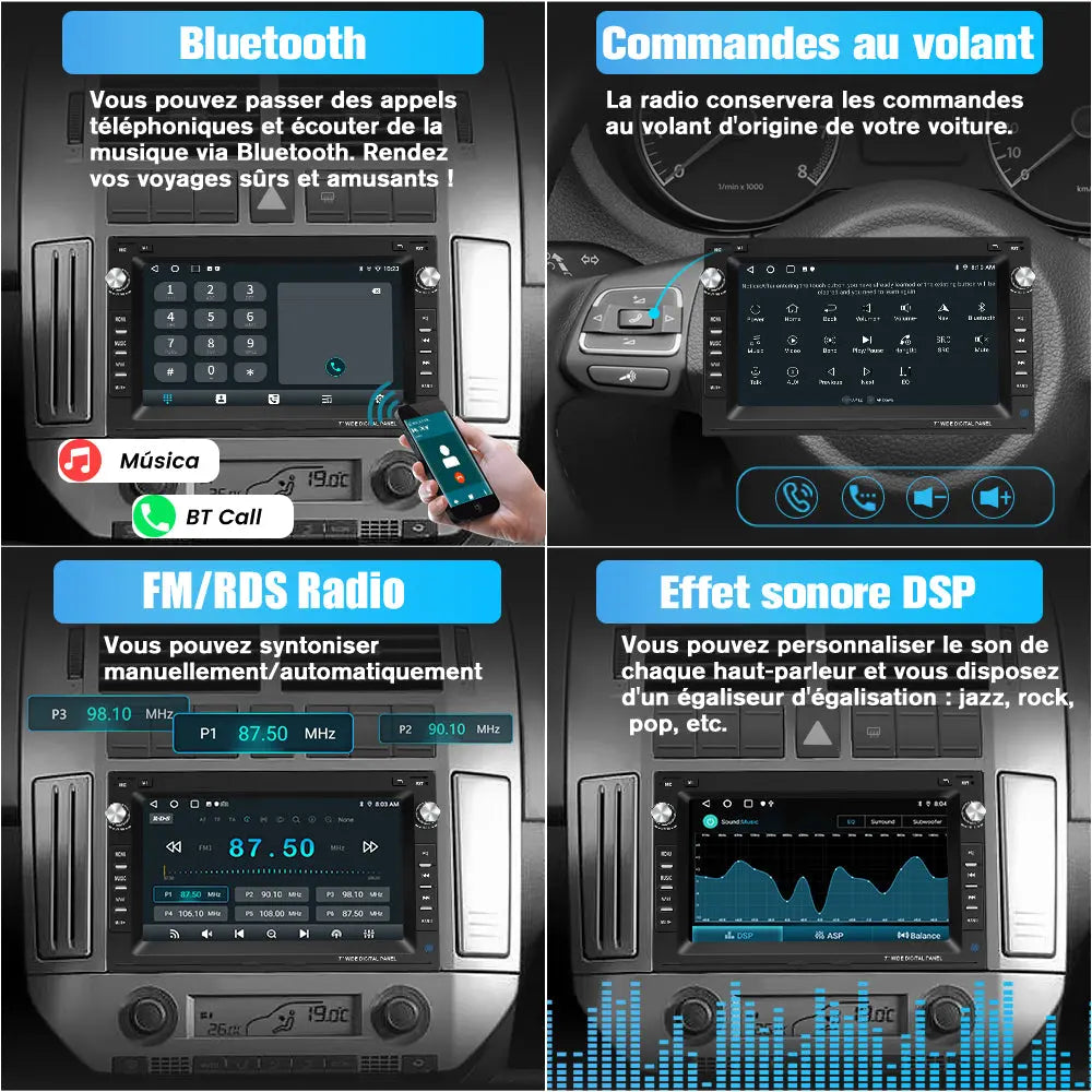 AWESAFE Android 13 Autoradio [2Go + 32Go] avec écran tactile 7 pouces pour VW Passat B5, Golf, Polo MK4, T5, Ibiza 6L, etc. Compatible Volkswagen avec Bluetooth, Wi-Fi, GPS, CarPlay et Android Auto AWESAFE SHOP