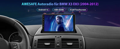 AWESAFE Android 13 Autoradio für BMW E83 Android 13 Radio 1GB + 32 GB mit Navigation unterstützt Bluetooth FM DAB+ WiFi WLAN USB Carplay Lenkradsteuerung AWESAFE