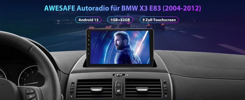 AWESAFE Android 13 Autoradio für BMW E83 Android 13 Radio 1GB + 32 GB mit Navigation unterstützt Bluetooth FM DAB+ WiFi WLAN USB Carplay Lenkradsteuerung AWESAFE