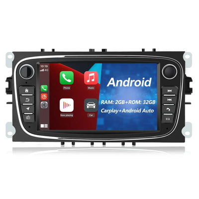 AWESAFE Android 13 Autoradio für Ford Focus Mondeo S-Max C-Max Galaxy, mit Navi Carplay Android Auto unterstützt Lenkrad Bedienung Bluetooth Mirrorlink FM RDS - Schwarz AWESAFE