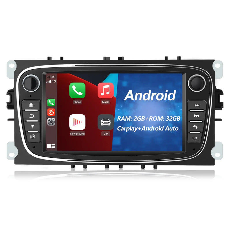 AWESAFE Android 13 Autoradio für Ford Focus Mondeo S-Max C-Max Galaxy, mit Navi Carplay Android Auto unterstützt Lenkrad Bedienung Bluetooth Mirrorlink FM RDS - Schwarz AWESAFE