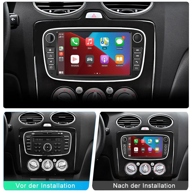 AWESAFE Android 13 Autoradio für Ford Focus Mondeo S-Max C-Max Galaxy, mit Navi Carplay Android Auto unterstützt Lenkrad Bedienung Bluetooth Mirrorlink FM RDS - Schwarz AWESAFE