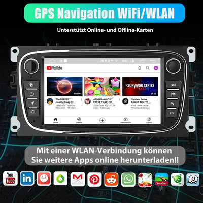 AWESAFE Android 13 Autoradio für Ford Focus Mondeo S-Max C-Max Galaxy, mit Navi Carplay Android Auto unterstützt Lenkrad Bedienung Bluetooth Mirrorlink FM RDS - Schwarz AWESAFE