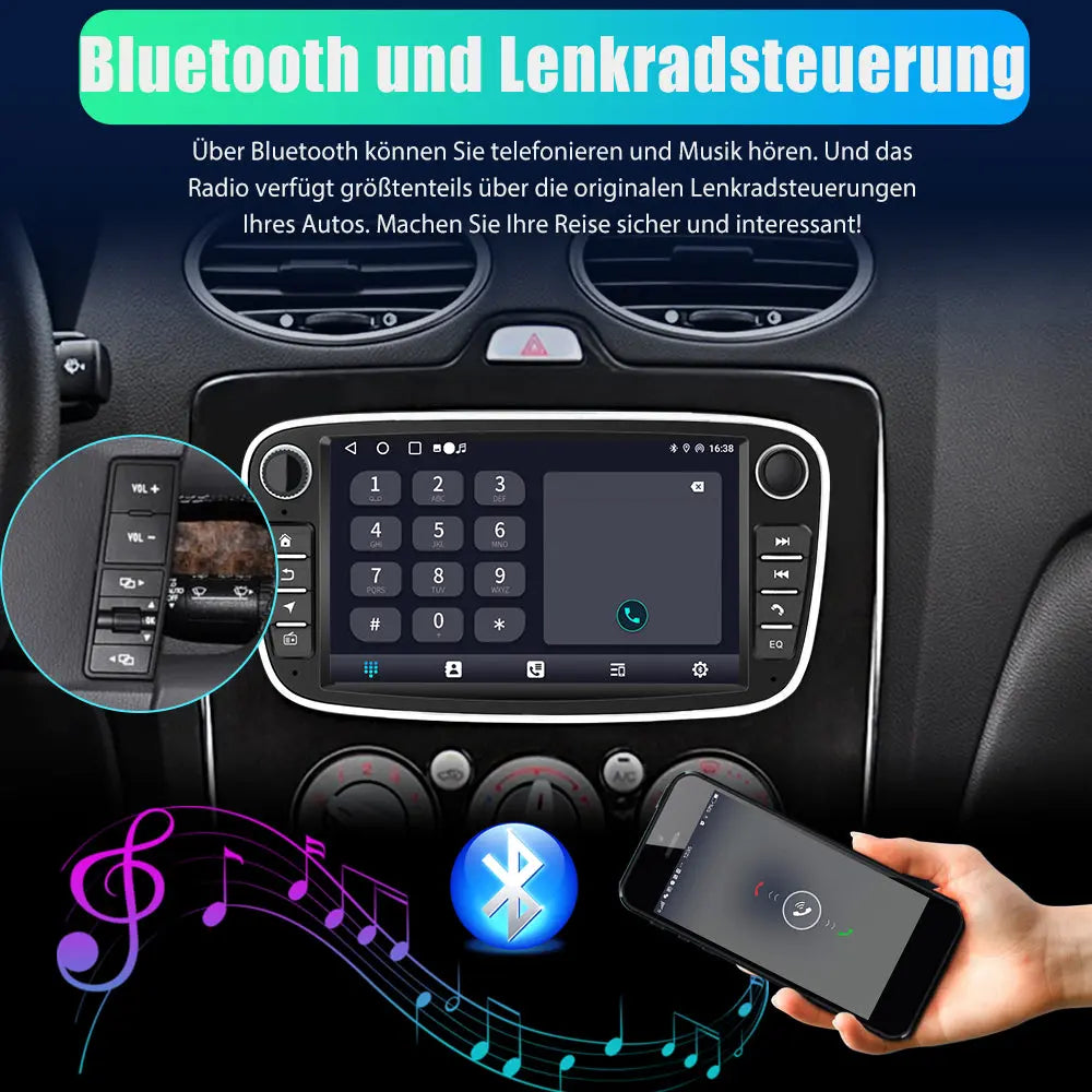 AWESAFE Android 13 Autoradio für Ford Focus Mondeo S-Max C-Max Galaxy, mit Navi Carplay Android Auto unterstützt Lenkrad Bedienung Bluetooth Mirrorlink FM RDS - Schwarz AWESAFE