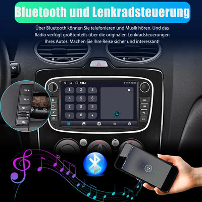 AWESAFE Android 13 Autoradio für Ford Focus Mondeo S-Max C-Max Galaxy, mit Navi Carplay Android Auto unterstützt Lenkrad Bedienung Bluetooth Mirrorlink FM RDS - Schwarz AWESAFE
