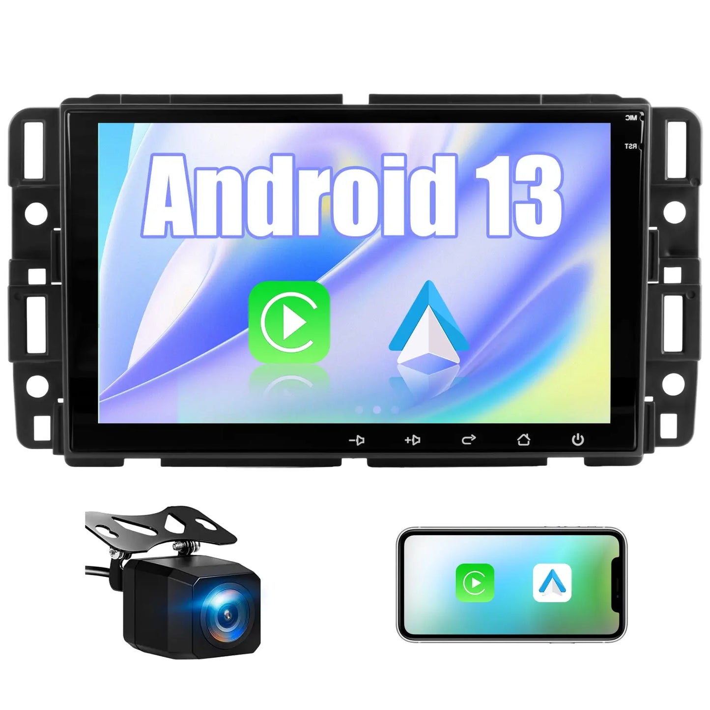 AWESAFE Android 13 Car Radio 8'' Touchscreen Stereo for GMC Sierra Yukon Chevrolet Buick Chevy Silverado,with GPS WiFi SWC Wireless CarPlay&Android Auto-2G+32G/64G AWESAFE