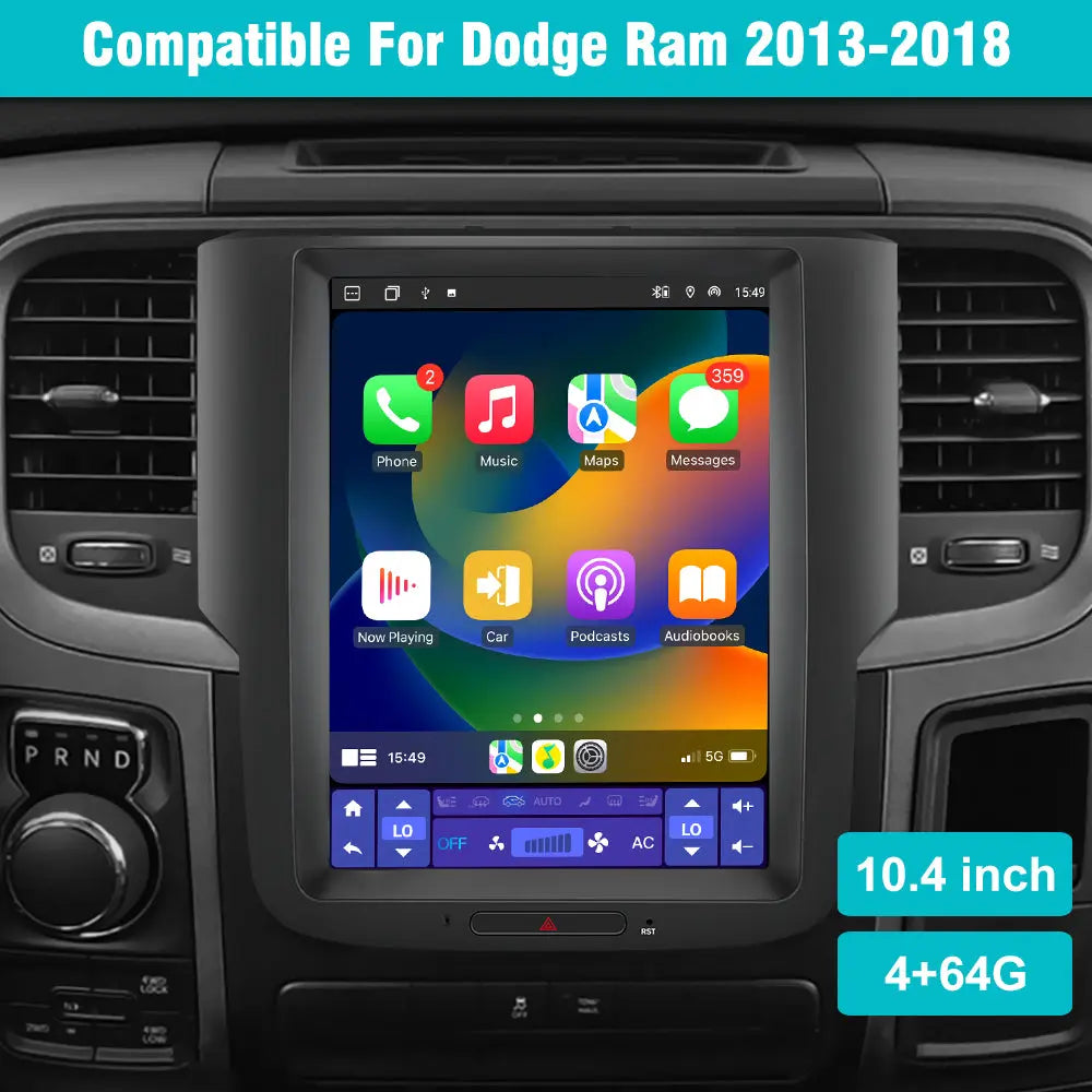 AWESAFE Android 13 Car Radio Stereo Compatible for Dodge Ram 2013-2018 1500 2500 3500 10.4 Inch T Style Bluetooth Radio with CarPlay & Andriod Auto GPS Navigation DSP AWESAFE