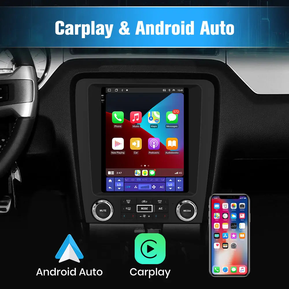 AWESAFE Android 13 Car Radio Stereo For Ford Mustang 2015-2021 with Built-in Wireless Apple CarPlay & Android Auto AWESAFE