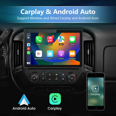 AWESAFE Android 13 Car Radio Stereo for Chevy Silverado 2014-2018 & GMC Sierra 2014-2018 with Built-in Wireless Apple CarPlay & Android Auto AWESAFE