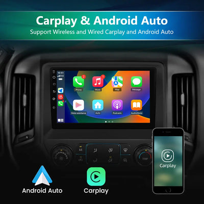 AWESAFE Android 13 Car Radio Stereo for Chevy Silverado GMC Sierra 2014-2018 with Built-in Wireless Apple CarPlay & Android Auto AWESAFE