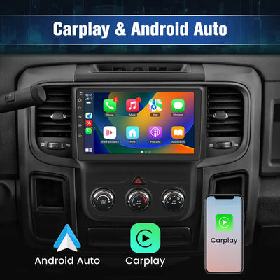 AWESAFE Android 13 Car Radio Stereo for Dodge Ram 2013-2018 1500 2500 3500 (Manual AC) with Built-in Wireless Apple CarPlay & Android Auto AWESAFE