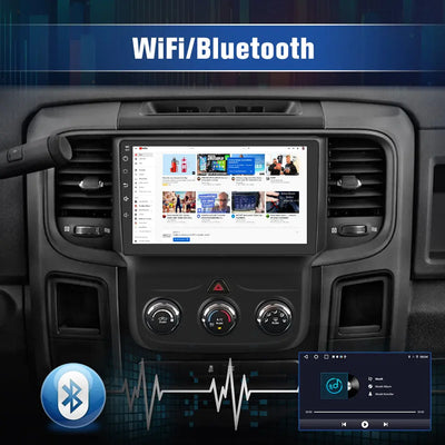 AWESAFE Android 13 Car Radio Stereo for Dodge Ram 2013-2018 1500 2500 3500 (Manual AC) with Built-in Wireless Apple CarPlay & Android Auto AWESAFE