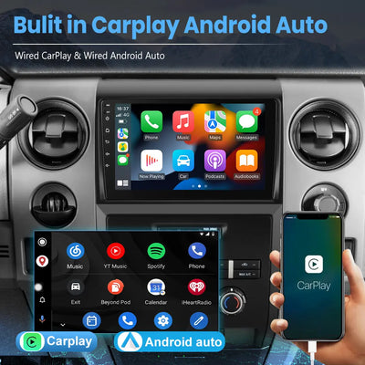 AWESAFE Android 13 Car Radio Stereo for Ford F150 2009-2012(Low-End Version)Manual AC with Built-in Wireless Apple CarPlay & Android Auto AWESAFE