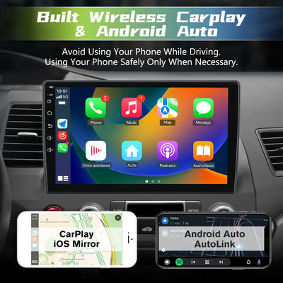 AWESAFE Android 13 Car Radio Stereo for Honda Civic 2006-2011 with Built-in Wireless Apple CarPlay & Android Auto AWESAFE