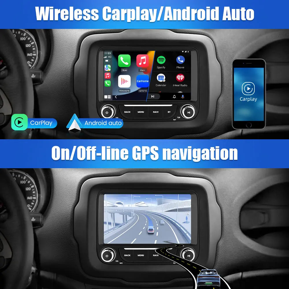 AWESAFE Android 13 Car Radio Stereo for JEEP RENEGADE 2016-2022 with Built-in Wireless Apple CarPlay & Android Auto AWESAFE