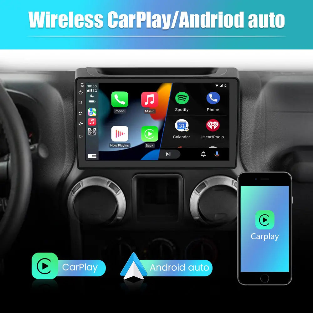 AWESAFE Android 13 Car Radio Stereo for Jeep Wrangler JK Compass Grand Cherokee Dodge Ram with Built in Apple Carplay Andriod Auto AWESAFE