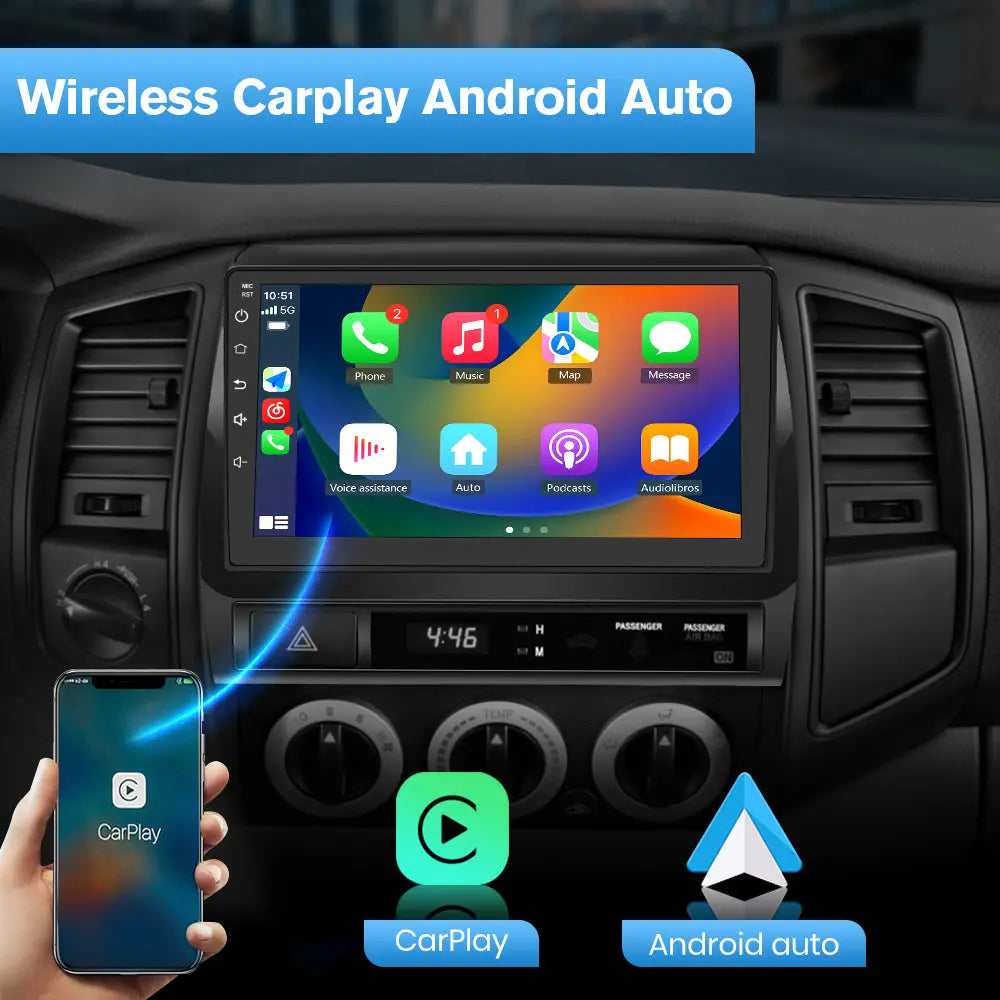 AWESAFE Android 13 Car Radio Stereo for Toyota Tacoma 2005-2015 with Built-in Wireless Apple CarPlay & Android Auto AWESAFE