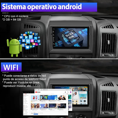 AWESAFE Android 13 Radio Coche 9 Pulgadas Pantalla táctil 8 núcleo para Fiat Ducato 2009-2015 WiFi Wired Android Car, Wireless carplay Bluetooth WiFi GPS RDS AM/FM AWESAFE