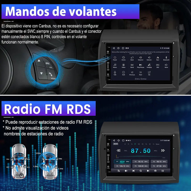 AWESAFE Android 13 Radio Coche 9 Pulgadas Pantalla táctil 8 núcleo para Fiat Ducato 2009-2015 WiFi Wired Android Car, Wireless carplay Bluetooth WiFi GPS RDS AM/FM AWESAFE