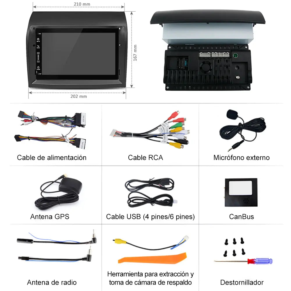 AWESAFE Android 13 Radio Coche 9 Pulgadas Pantalla táctil 8 núcleo para Fiat Ducato 2009-2015 WiFi Wired Android Car, Wireless carplay Bluetooth WiFi GPS RDS AM/FM AWESAFE