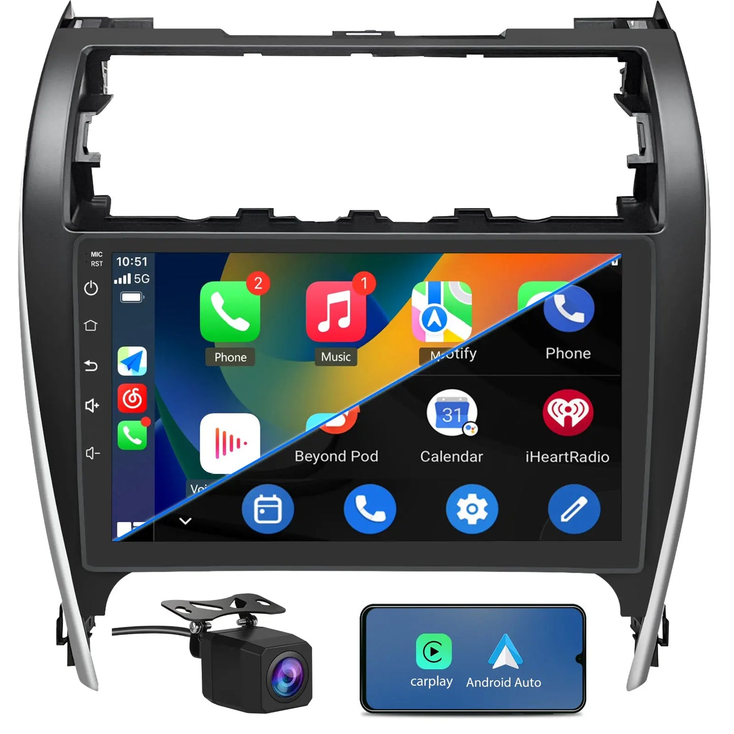 AWESAFE Android 13 [4GB+64GB] Car Radio Compatible for Toyota Camry 2012 2013 2014, 10 Inch Touch Screen with GPS/FM/WiFi/USB/SWC Wireless CarPlay Android Auto AWESAFE