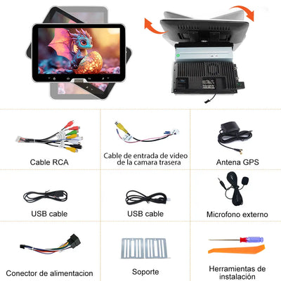 AWESAFE Android 13.0 [2GB+64GB] Radio Coche 1 DIN Universal con Pantalla Táctil Inclinable y Giratoria de 10.1 Pulgadas, Autoradio Admite CarPlay/Android Auto/MirrorLink/WiFi/GPS/Bluetooth/RDS/USB/FM AWESAFE