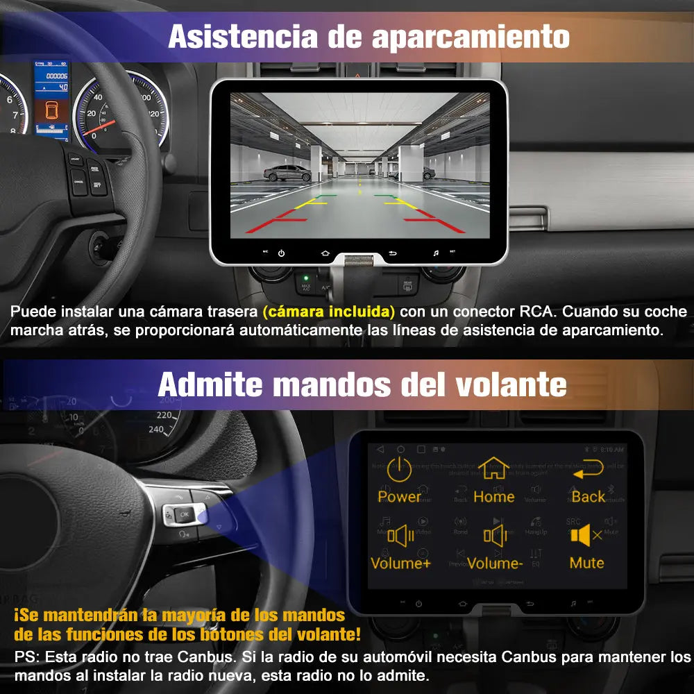 AWESAFE Android 13.0 [2GB+64GB] Radio Coche 1 DIN Universal con Pantalla Táctil Inclinable y Giratoria de 10.1 Pulgadas, Autoradio Admite CarPlay/Android Auto/MirrorLink/WiFi/GPS/Bluetooth/RDS/USB/FM AWESAFE