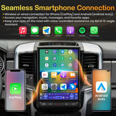 AWESAFE Android 15 12.1 Inch Car Radio Stereo for For Dodge RAM 2019-2023,Octa-Core 4GB RAM & 64GB ROM Headunit with Carpaly & Android Auto,Steering Wheel Control AWESAFE