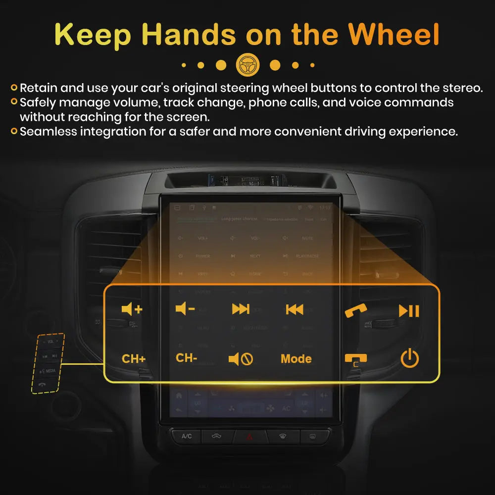 AWESAFE Android 15 12.1 Inch Car Radio Stereo for For Dodge RAM 2019-2023,Octa-Core 4GB RAM & 64GB ROM Headunit with Carpaly & Android Auto,Steering Wheel Control AWESAFE