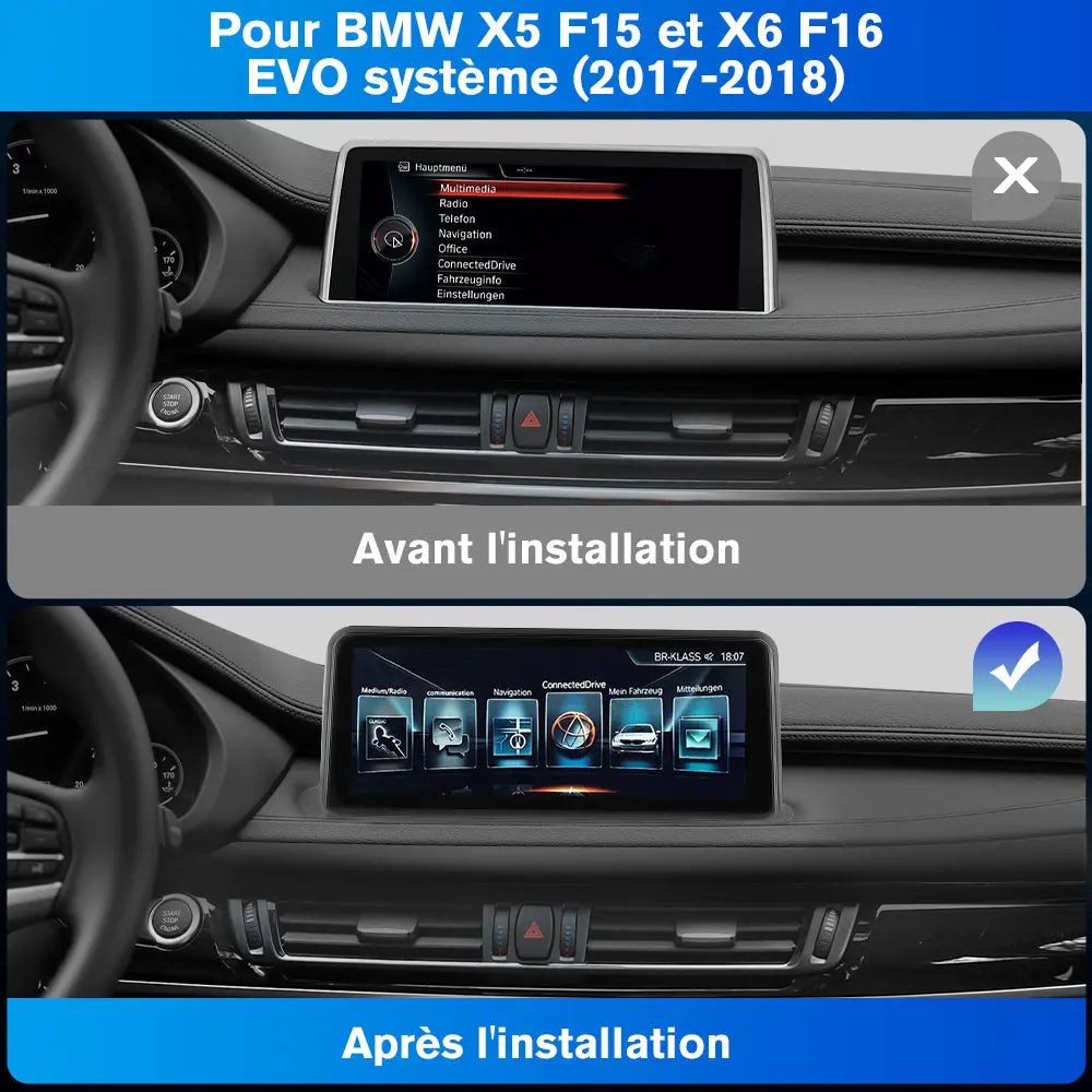 AWESAFE Android 15 2 Din Bluetooth Stéréo Radio 10.25 Pouces Écran Multimédia pour BMW X5 F15 X6 F16 2014-2017 avec GPS Navi Carplay WiFi Bluetooth Commande Au Volant -2G+8G AWESAFE