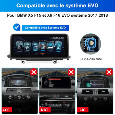 AWESAFE Android 15 2 Din Bluetooth Stéréo Radio 10.25 Pouces Écran Multimédia pour BMW X5 F15 X6 F16 2014-2017 avec GPS Navi Carplay WiFi Bluetooth Commande Au Volant -2G+8G AWESAFE