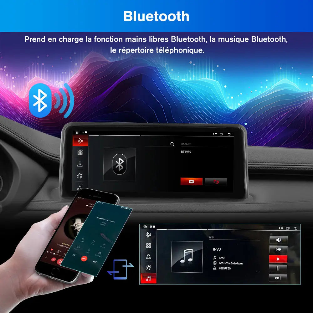 AWESAFE Android 15 2 Din Bluetooth Stéréo Radio 10.25 Pouces Écran Multimédia pour BMW X5 F15 X6 F16 2014-2017 avec GPS Navi Carplay WiFi Bluetooth Commande Au Volant -2G+8G AWESAFE