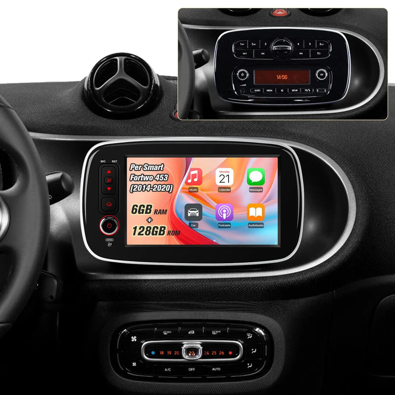 AWESAFE Android 15 [6GB +128GB] Autoradio CarPlay Android Auto per Mercedes Smart 453 Fortwo 2014-2020, 8 Pollici Car Radio con BT GPS FM RDS (Applicabile solo ai veicoli con touchscreen originale) AWESAFE