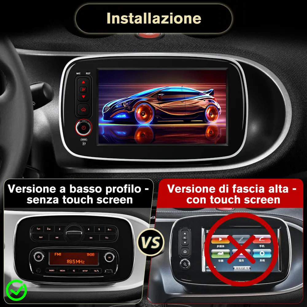 AWESAFE Android 15 [6GB +128GB] Autoradio CarPlay Android Auto per Mercedes Smart 453 Fortwo 2014-2020, 8 Pollici Car Radio con BT GPS FM RDS (Applicabile solo ai veicoli con touchscreen originale) AWESAFE