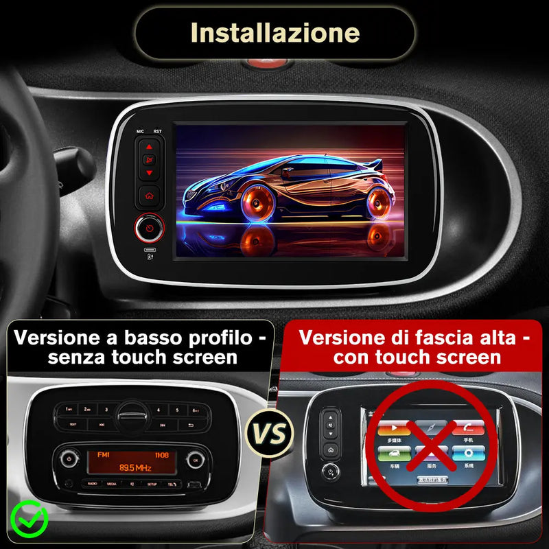 AWESAFE Android 15 [6GB +128GB] Autoradio CarPlay Android Auto per Mercedes Smart 453 Fortwo 2014-2020, 8 Pollici Car Radio con BT GPS FM RDS (Applicabile solo ai veicoli con touchscreen originale) AWESAFE