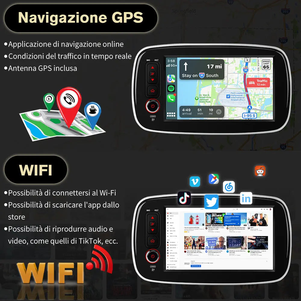 AWESAFE Android 15 [6GB +128GB] Autoradio CarPlay Android Auto per Mercedes Smart 453 Fortwo 2014-2020, 8 Pollici Car Radio con BT GPS FM RDS (Applicabile solo ai veicoli con touchscreen originale) AWESAFE