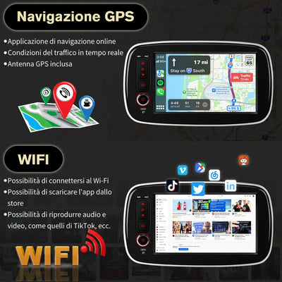 AWESAFE Android 15 [6GB +128GB] Autoradio CarPlay Android Auto per Mercedes Smart 453 Fortwo 2014-2020, 8 Pollici Car Radio con BT GPS FM RDS (Applicabile solo ai veicoli con touchscreen originale) AWESAFE