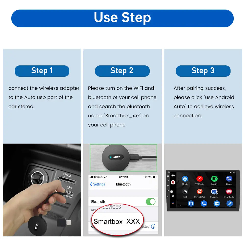 AWESAFE Android Auto Wireless Adapter, Upgrade Android Auto Wireless Dongle Required for Factory Wired Android Auto Cars and Android Phones AWESAFE