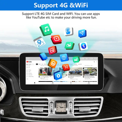 AWESAFE Android Autoradio 10,25 pouces 4+64 Go avec Bluetooth, GPS, Android Auto & CarPlay sans fil - pour Mercedes Classe E W212 (2011-2012 NTG 4.5) AWESAFE