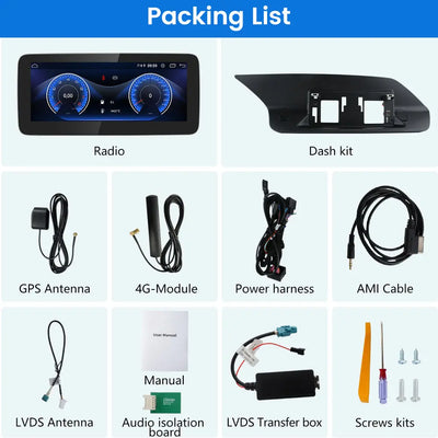 AWESAFE Android Autoradio 10,25 pouces 4+64 Go avec Bluetooth, GPS, Android Auto & CarPlay sans fil - pour Mercedes Classe E W212 (2011-2012 NTG 4.5) AWESAFE