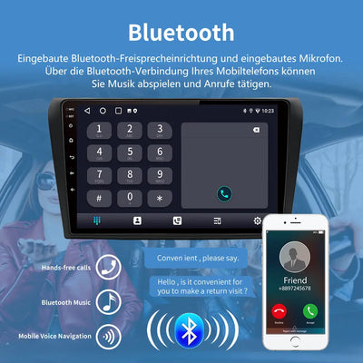 AWESAFE Android Autoradio für Mazda 3 2003-2009 Android 12 Radio mit Navigation Carplay Android Auto Bluetooth Unterstützt Bluetooth FM DAB+ WiFi WLAN USB SD AWESAFE