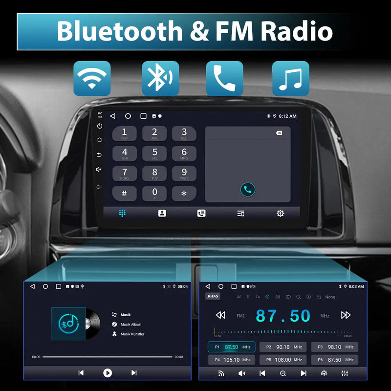 AWESAFE Android Autoradio für Mazda CX-5 2013-2016 Android 12 Radio mit Navigation Carplay Android Auto unterstützt Bluetooth FM Radio DAB+ WiFi USB AWESAFE