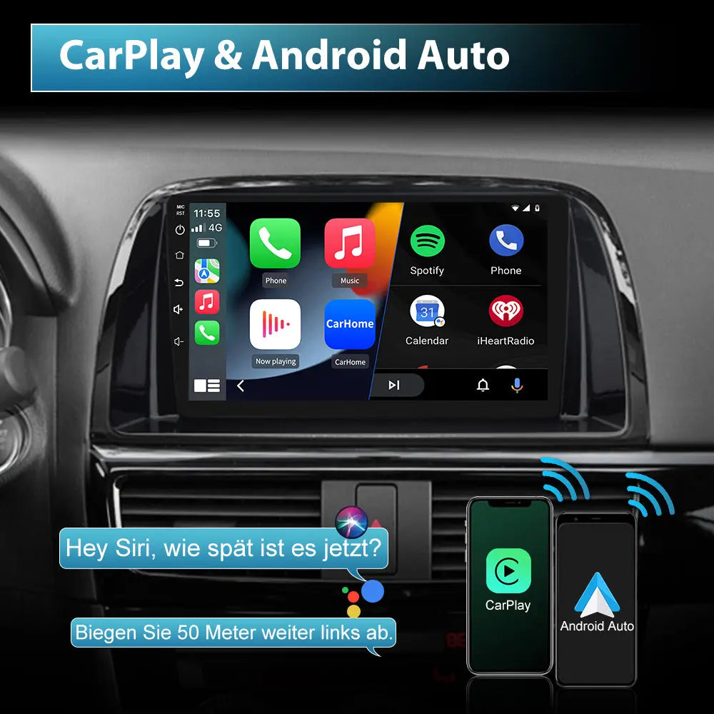 AWESAFE Android Autoradio für Mazda CX-5 2013-2016 Android 12 Radio mit Navigation Carplay Android Auto unterstützt Bluetooth FM Radio DAB+ WiFi USB AWESAFE