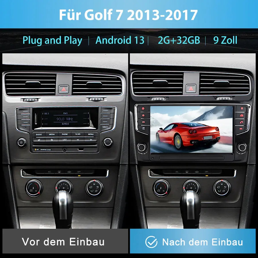AWESAFE Android Autoradio für VW Golf 7 / VII (2013-2017) 2GB+32GB with 9 Zoll Touchscreen, CarPlay, Android Auto, FM Radio, Bluetooth, WLAN, Navigtion, Lenkradsteuerung AWESAFE