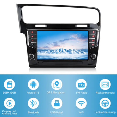 AWESAFE Android Autoradio für VW Golf 7 / VII (2013-2017) 2GB+32GB with 9 Zoll Touchscreen, CarPlay, Android Auto, FM Radio, Bluetooth, WLAN, Navigtion, Lenkradsteuerung AWESAFE