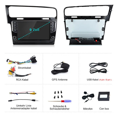 AWESAFE Android Autoradio für VW Golf 7 / VII (2013-2017) 2GB+32GB with 9 Zoll Touchscreen, CarPlay, Android Auto, FM Radio, Bluetooth, WLAN, Navigtion, Lenkradsteuerung AWESAFE