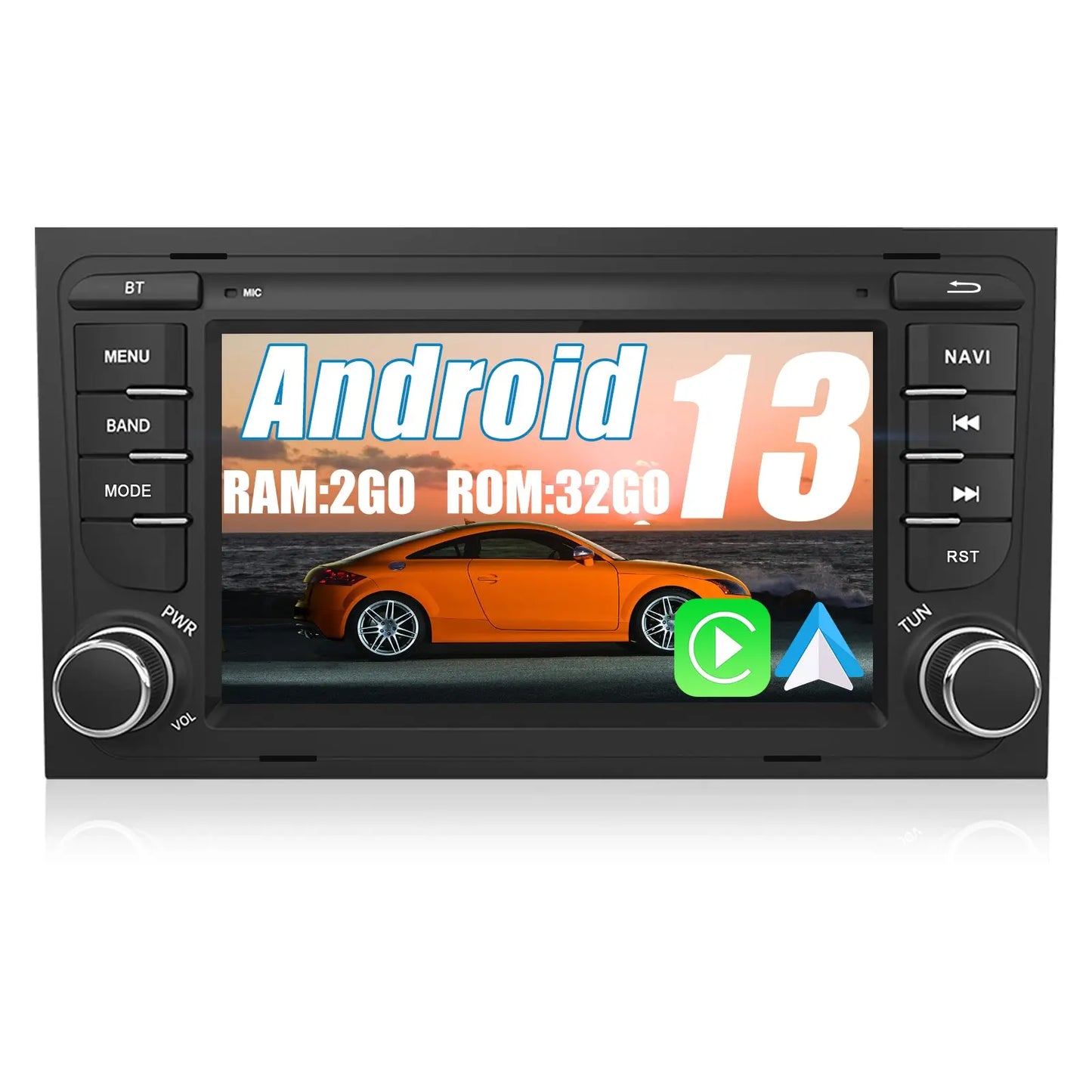 AWESAFE Android Autoradiopour Audi A4/S4/RS4(2000-2012)[2Go+32Go] avec Carplay sans Fil Android Auto 7 Pouces Écran Tactile GPS Bluetooth WiFi RDS FM Radio AWESAFE