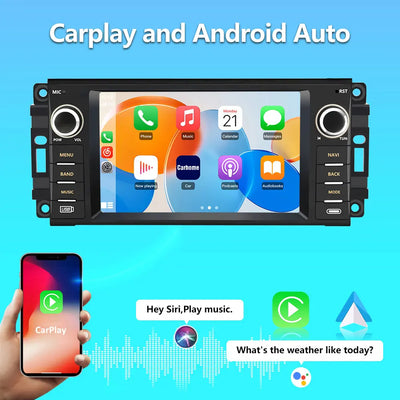 AWESAFE Android Car Radio Stereo with CarPlay GPS SWC FM Radio for Jeep Wrangler Unlimited Chrys 2005-2018 AWESAFE