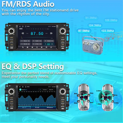 AWESAFE Android Car Radio Stereo with CarPlay GPS SWC FM Radio for Jeep Wrangler Unlimited Chrys 2005-2018 AWESAFE